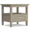 Warm Shaker End Table Solid Wood Storage Drawer Open Shelf Rustic Living Room